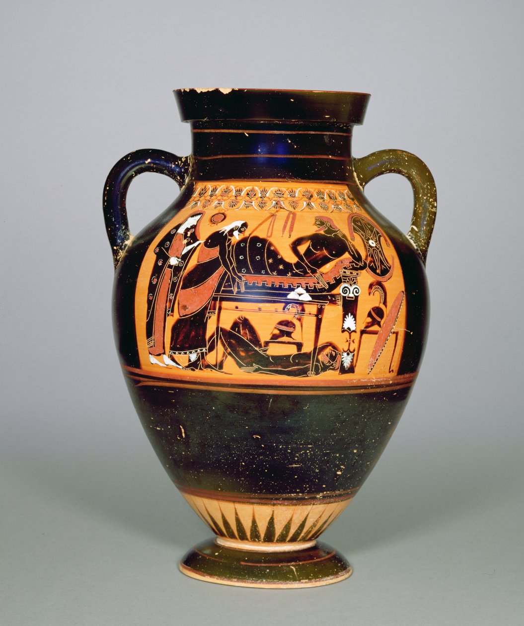 Amfora przedstawiająca Priama i Achilliesa, ok.550 pne (ceramiczna) (patrz także 293741-42 i 307550) autorstwa Greek