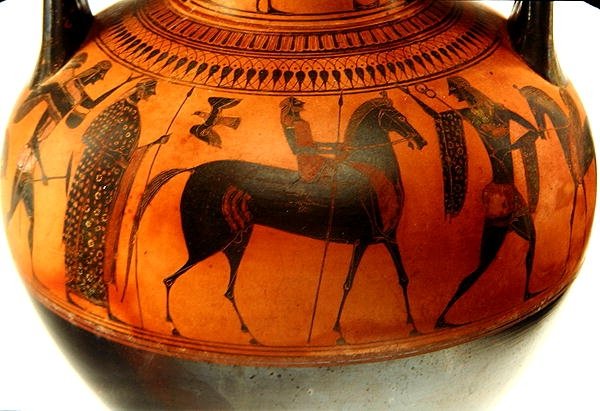 Amfora przedstawiająca historię Tezeusza i Minotaura, c.540 pne (glina) (patrz także 288292 i 288294) autorstwa Greek