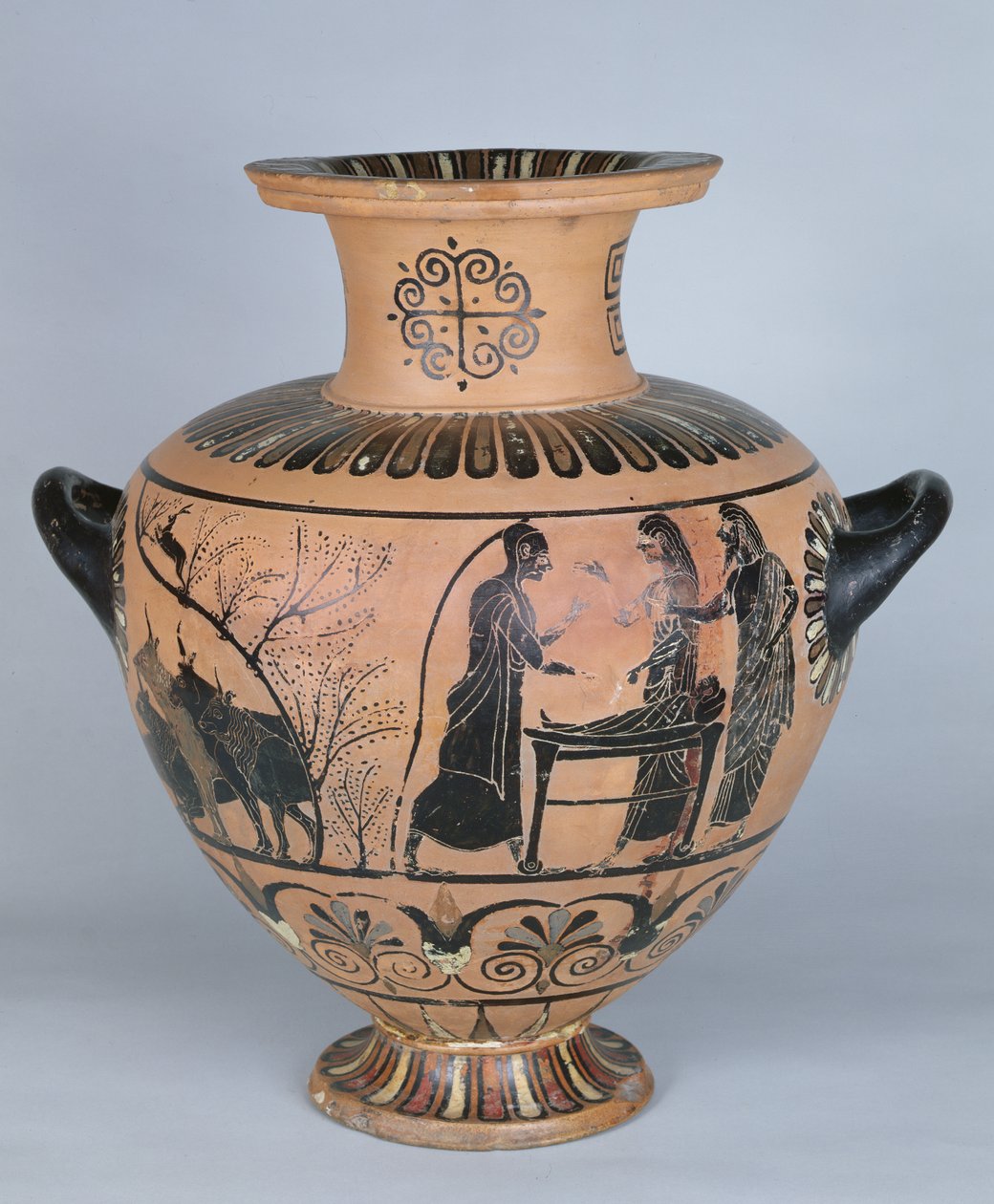 Archaiczna jońska Hydria przedstawiająca Hermesa udającego śpiącego, z Cerveteri, ok. 530 pne (ceramika) autorstwa Greek