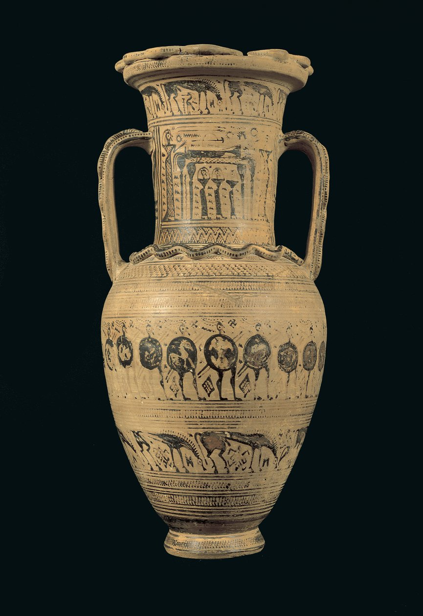 Amfora strychowa, późny okres geometryczny II B (720-700 pne) (malowana glina) autorstwa Greek