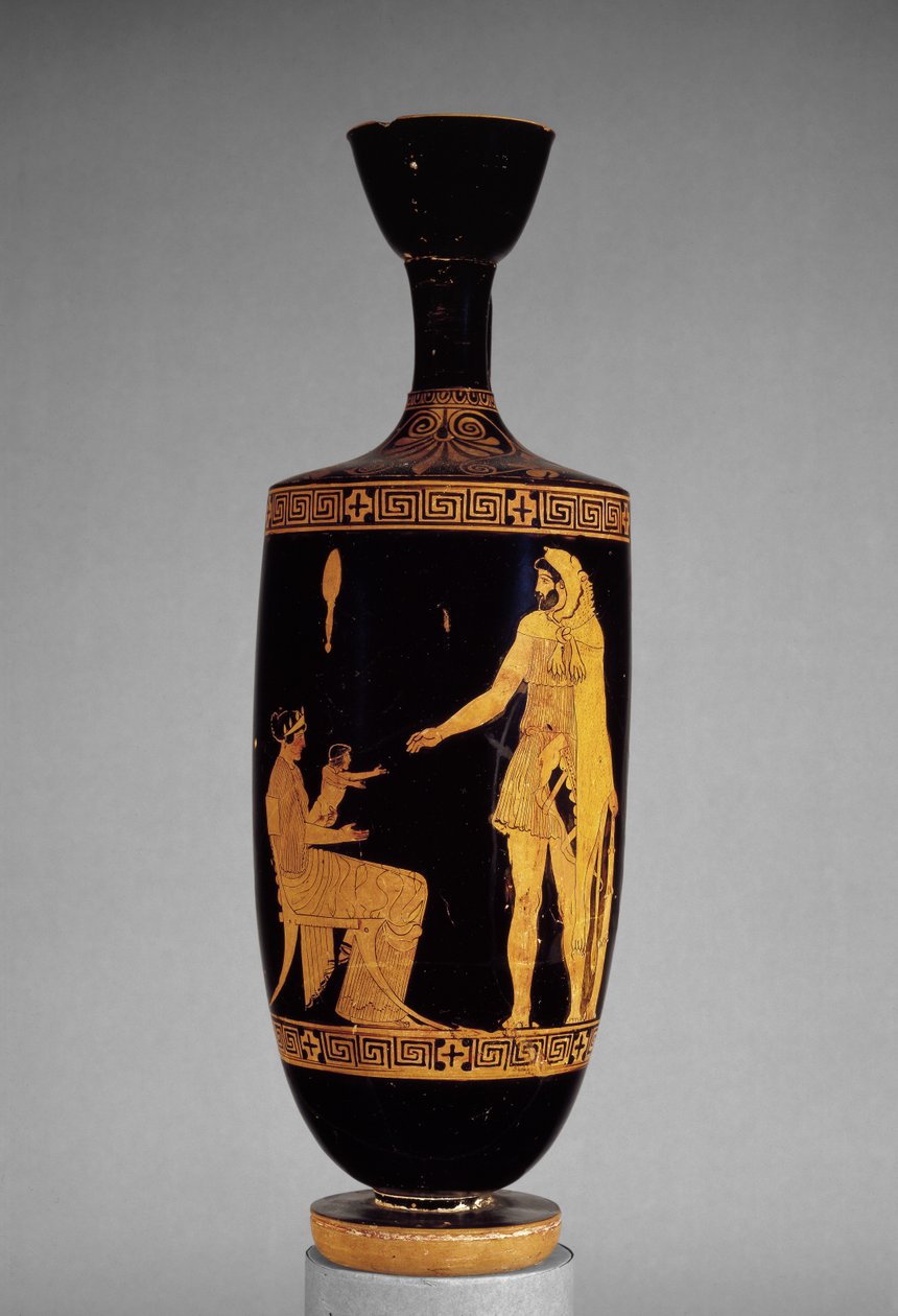 Poddasze czerwonofigurowy lekythos przedstawiający Heraklesa (ceramika) autorstwa Greek