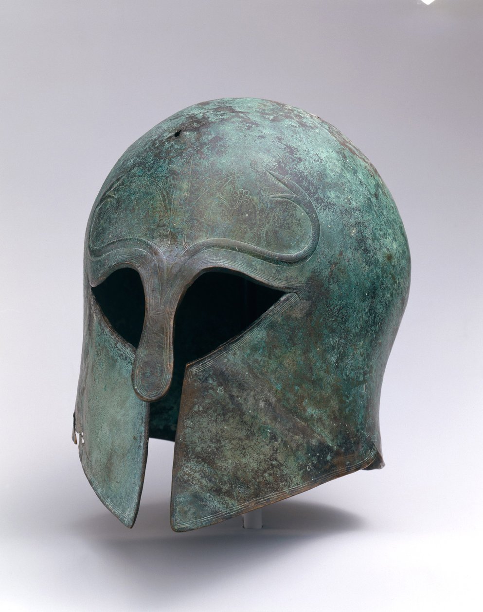 Brązowy hełm archaiczny typu korynckiego, ok.600-575 pne (brąz) autorstwa Greek