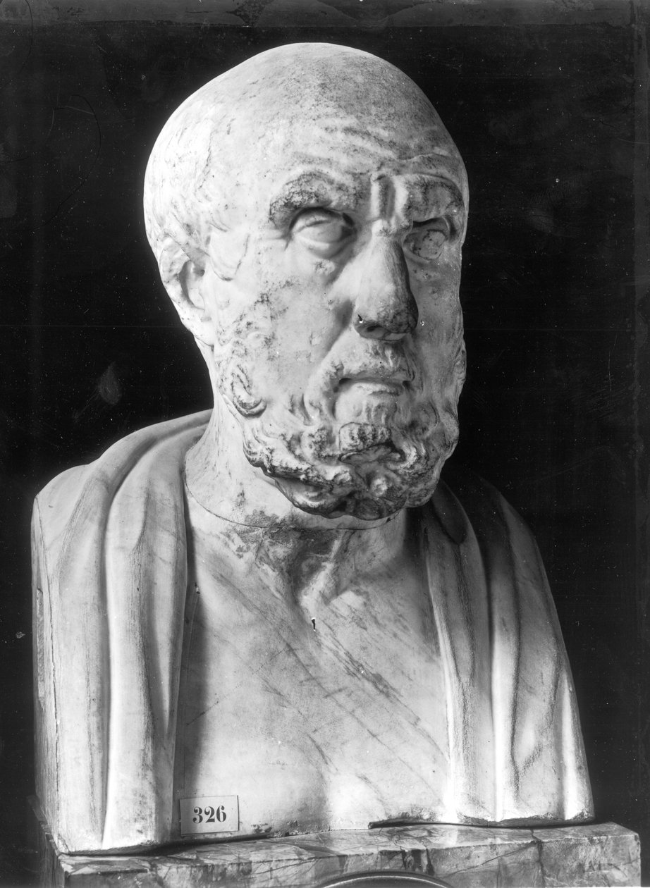 Popiersie Hipokratesa (ok. 460-c.377 pne) (marmur) autorstwa Greek