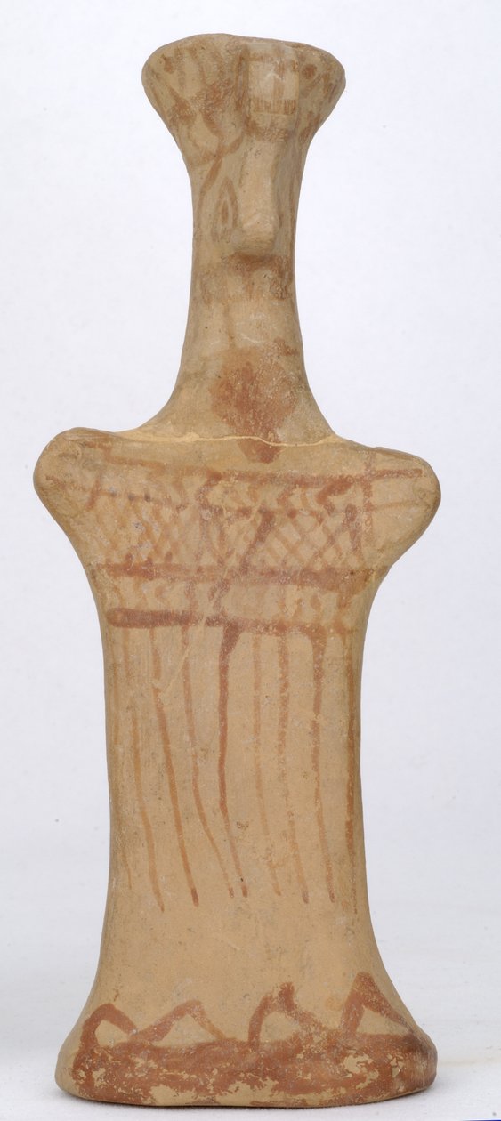Figurka stojącej kobiety, warsztat beocki, okres archaiczny (malowana glina) autorstwa Greek