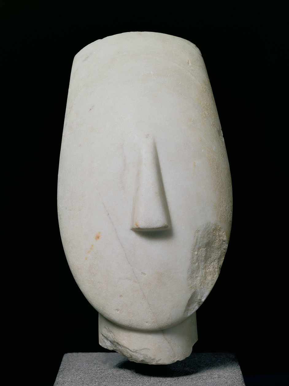 Głowa kobiety, fragment posągu z Keros, wczesny okres cykladzki II, ok. 2700-2400 pne (marmur) autorstwa Greek