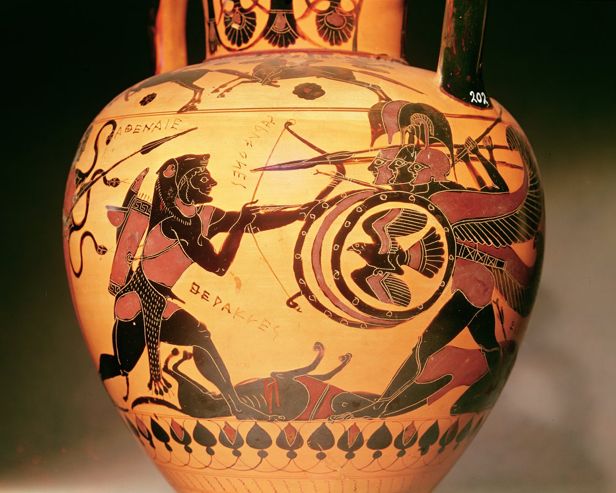 Herakles walczący z Gerionem (ceramika) autorstwa Greek