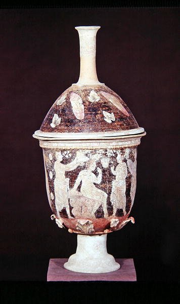 Pixis z pokrywką, ok.200-180 pne (ceramika) autorstwa Greek