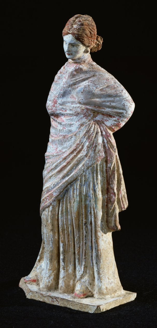 Statuetka kobiety w drapowanym ubraniu, z Tanagry, Beocja autorstwa Greek