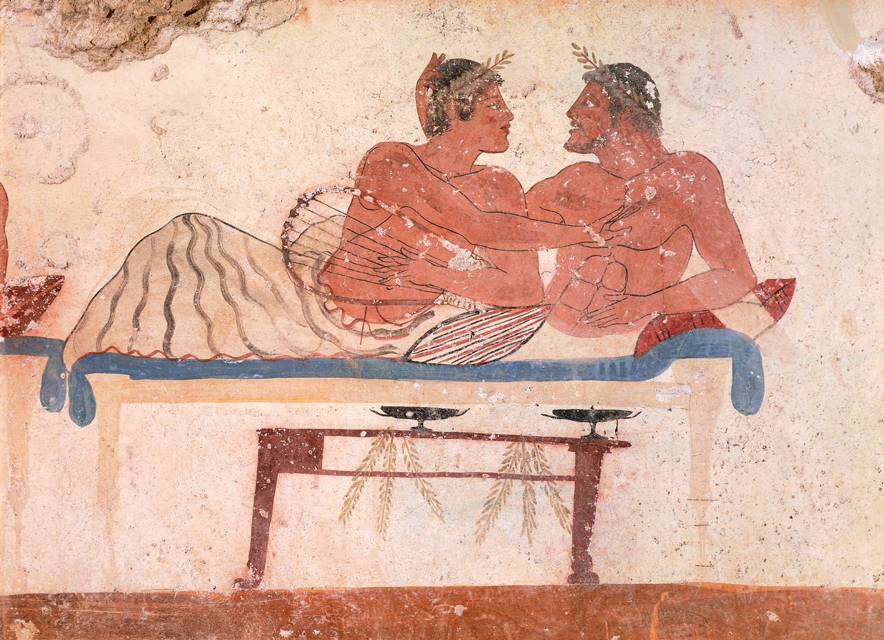 Scena sympozjum (detal), ok. 480-490 pne (fresk) autorstwa Greek