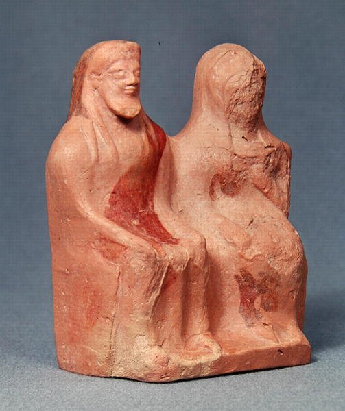 Dwie figury na tronie, koniec VI wieku pne (ceramiczne) (patrz także 293748) autorstwa Greek