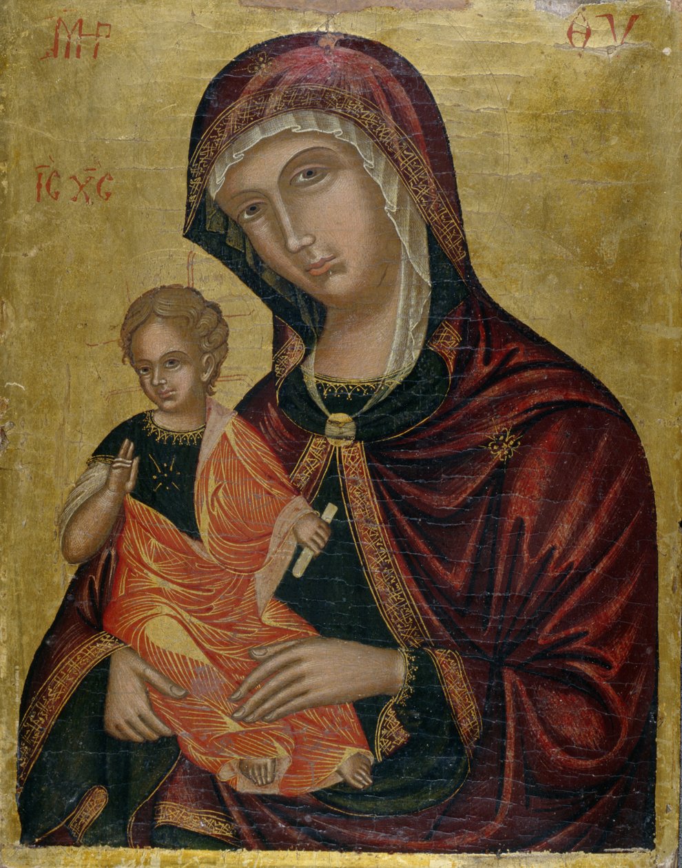 Madonna z Dzieciątkiem, ok. 1600 (tempera na drewnie cedrowym) autorstwa Greek School
