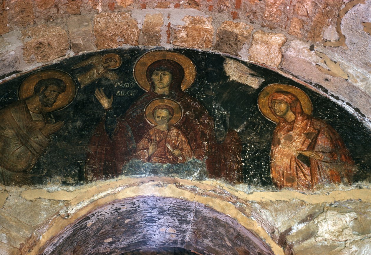 Matka Boża, malowidło ścienne narteks, kościół Afendiko, klasztor Brontochion autorstwa Greek School