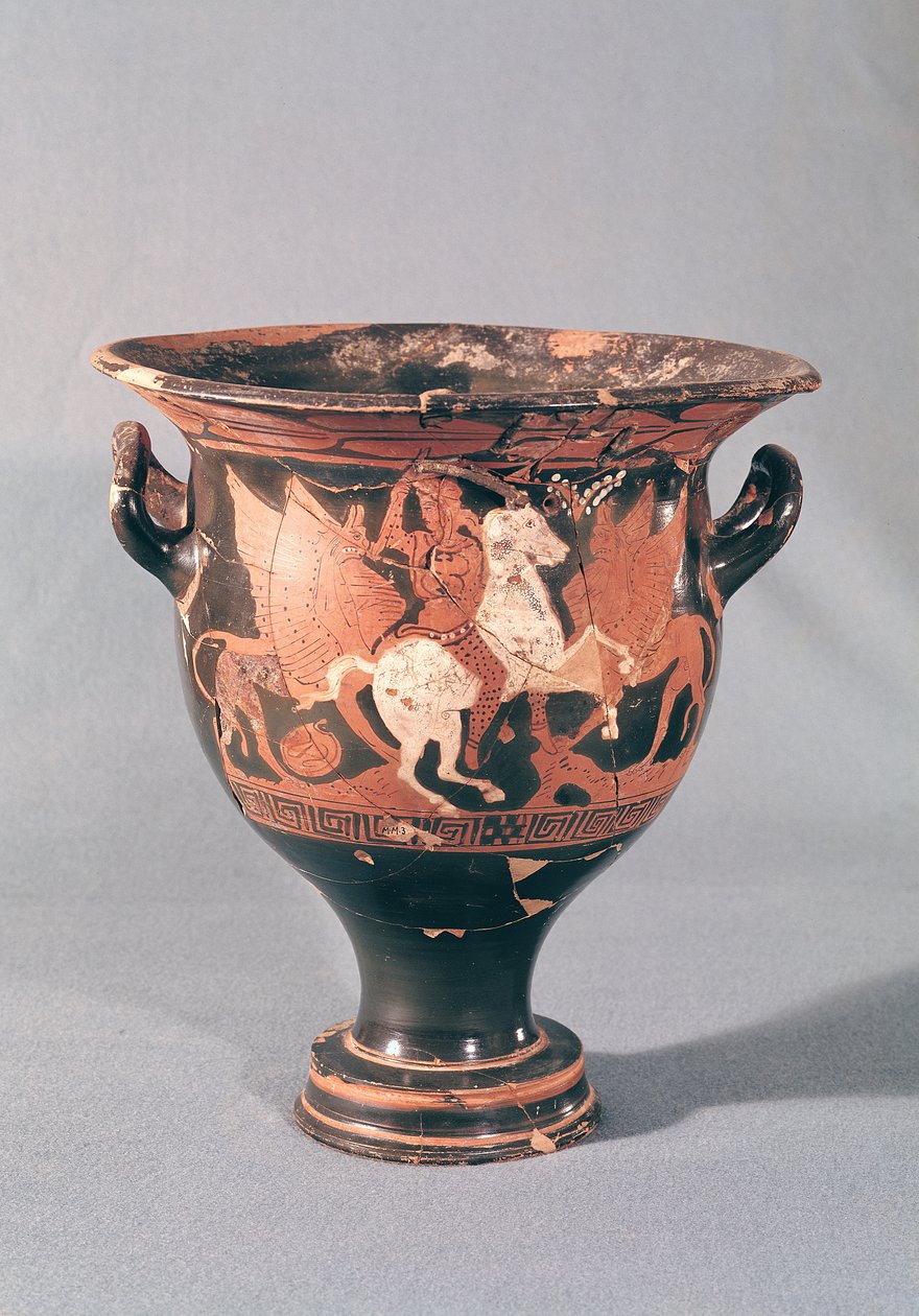 Czerwonofigurowy krater przedstawiający amazonki i gryfy (ceramika) autorstwa Greek School