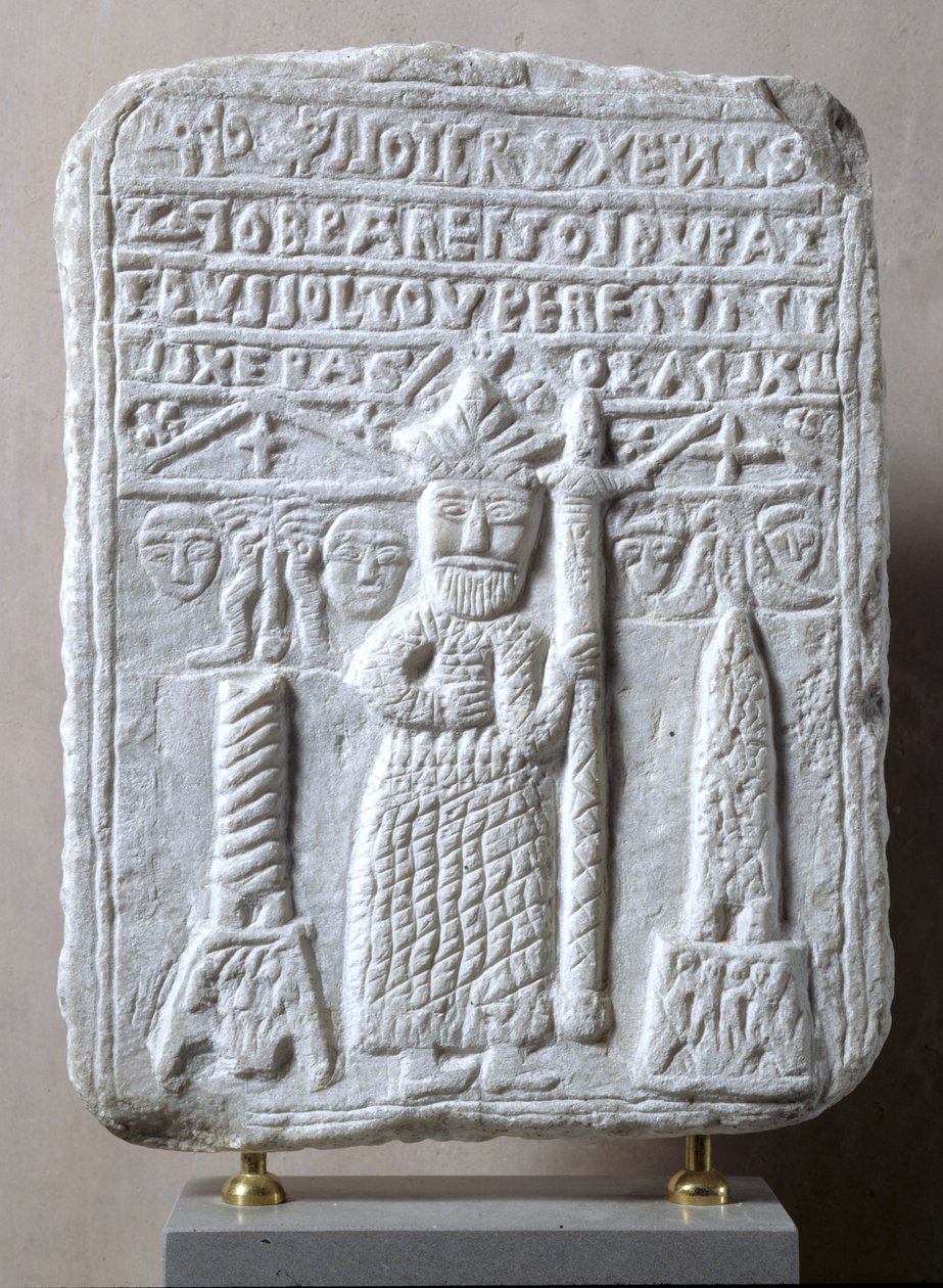 Relief przedstawiający Konstantyna Wielkiego z „magiczną” inskrypcją, prawdopodobnie z Sifnos, Cyklady (marmur) autorstwa Greek School