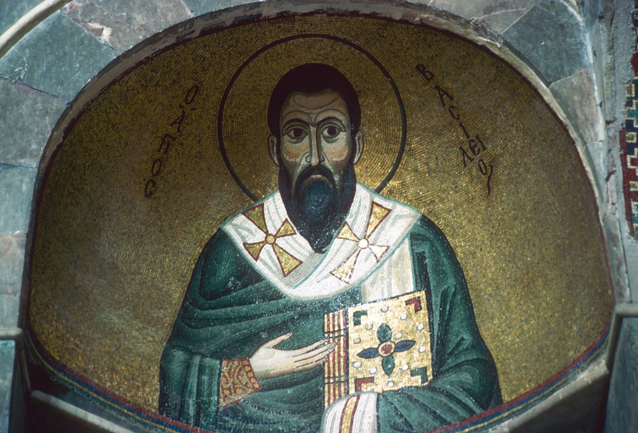 Św. Bazyli, mozaika w Katolikonie (mozaika) autorstwa Greek School