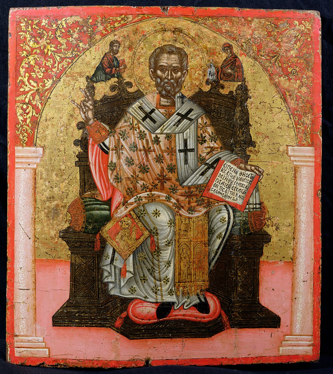 Św. Mikołaj na tronie, ikona z Tesaloniki (tempera na panelu) autorstwa Greek School