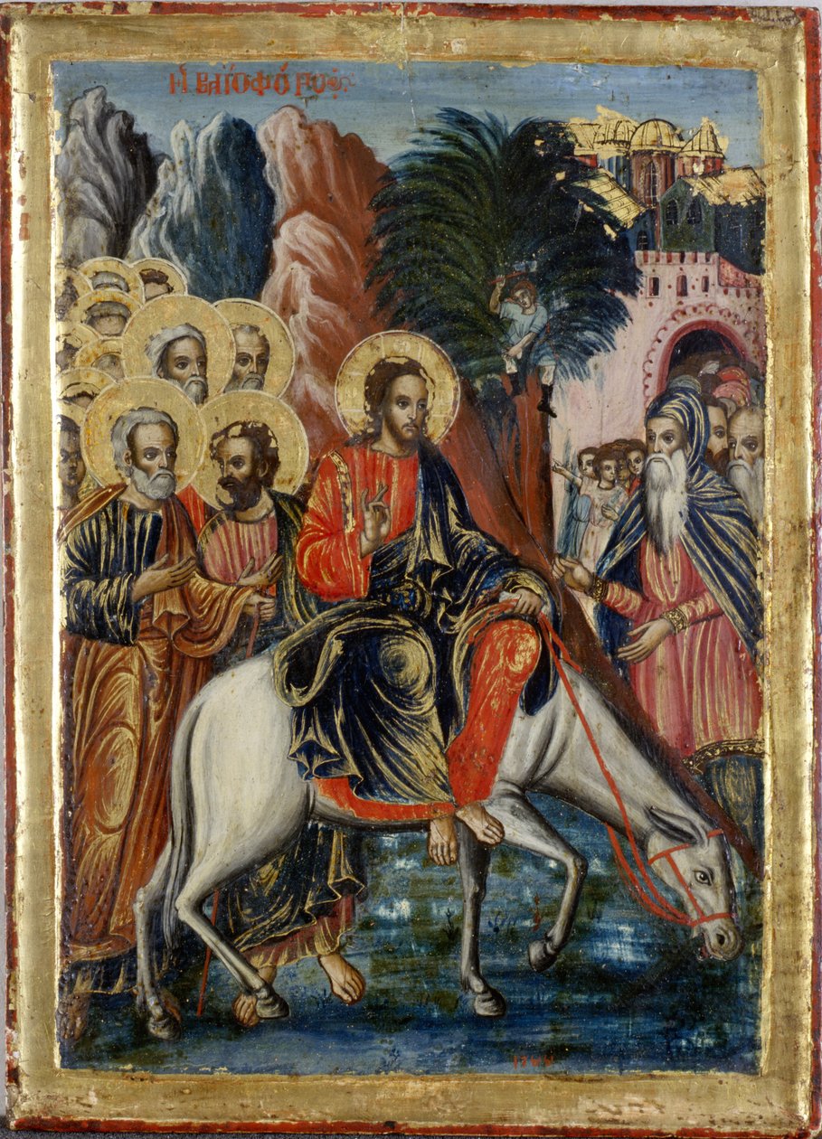 Wjazd do Jerozolimy (tempera na drewnie) autorstwa Greek School