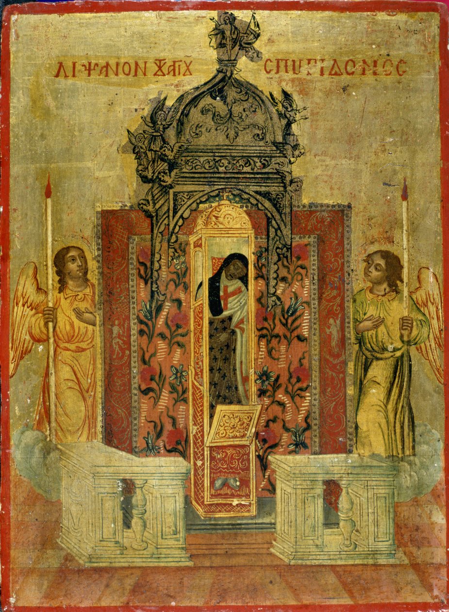 Relikwiarz św. Spiridona, ok. 1786-1800 (tempera na drewnie sosnowym) autorstwa Greek School