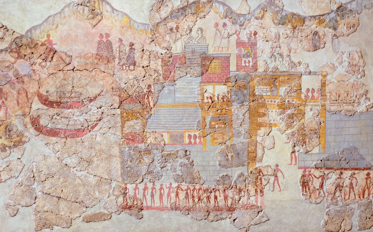 Flota, fresk Akrotiri, Thera (dziś Santorini), cywilizacja minojska autorstwa Greek School