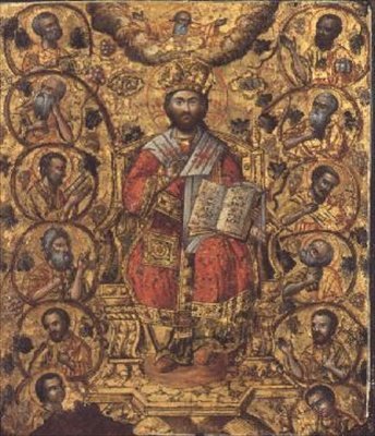 Drzewo Jessego, część dyptyku z Wysp Jońskich (olej na desce) (patrz także 49492) autorstwa Greek School