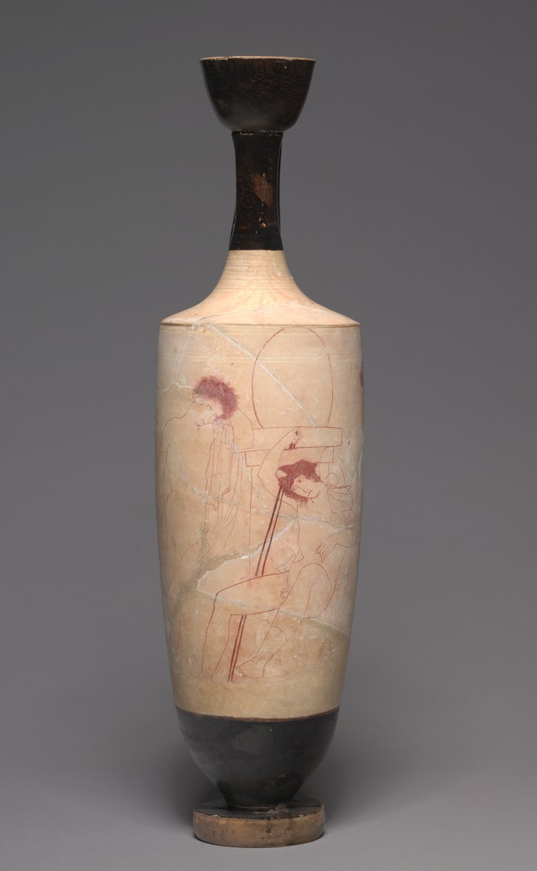 Lekythos (pogrzebowy dzban na oliwę), ok. 420 p.n.e. (malowana terakota) autorstwa Greek School