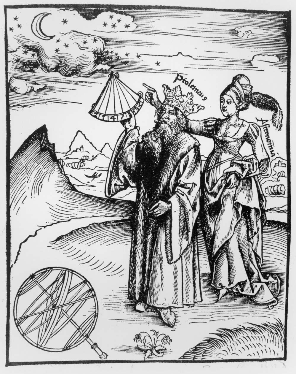 Alegoria astronomii, z wydania "Margarita Philosophica" Gregora Reischa, opublikowanego w Bazylei w 1508 r. autorstwa Gregor Reisch