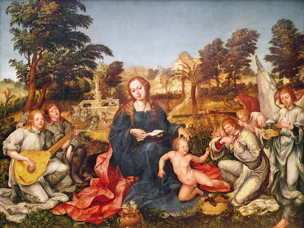 Dziewica z Dzieciątkiem i aniołami, 1536-38 autorstwa Gregorio Lopez
