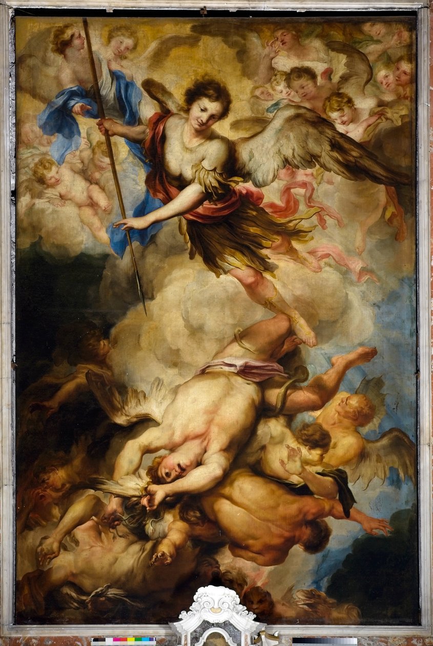 Św. Michał Archanioł pokonuj zbuntowanych aniołów, ok. 1680 r autorstwa Gregorio De Ferrari