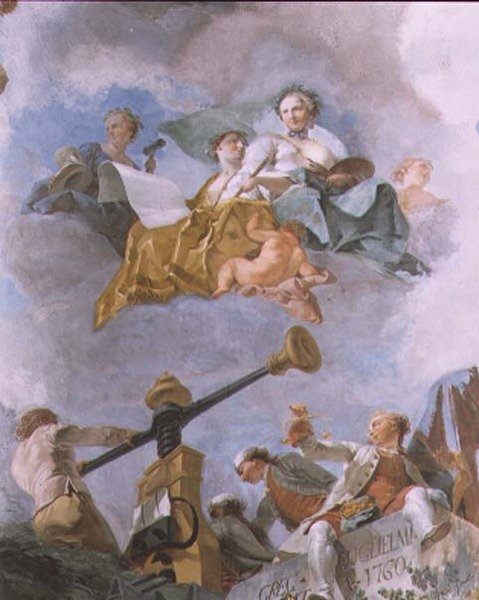 Figury alegoryczne, detal stropu Wielkiej Galerii, 1759-62 autorstwa Gregorio Guglielmi