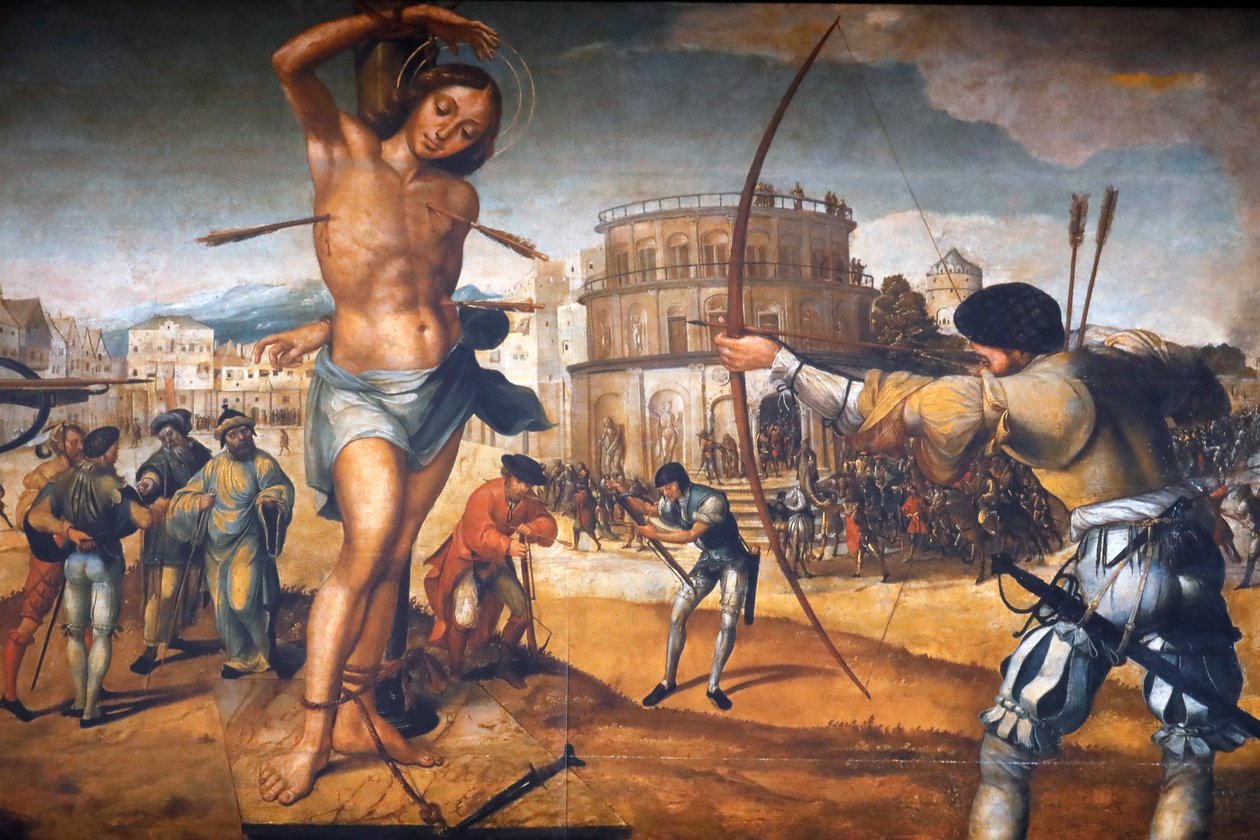 Klasztor Chrystusa. Męczeństwo św. Sebastiana autorstwa portugalskiego malarza Gregorio Lopesa. Tomar. Portugalia. autorstwa Gregorio Lopez