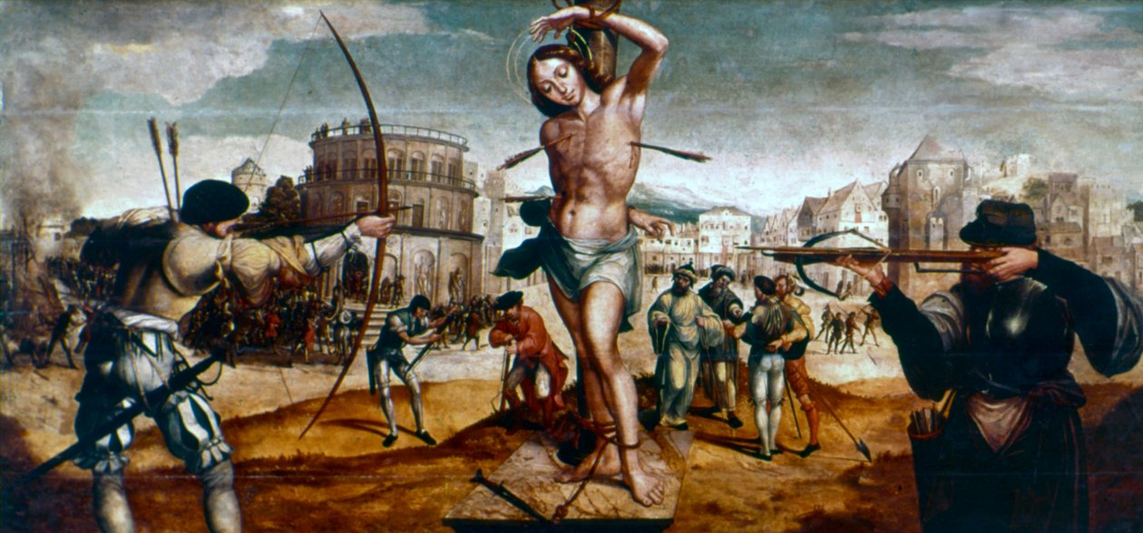 Męczeństwo św. Sebastiana, XVI w. autorstwa Gregorio Lopez