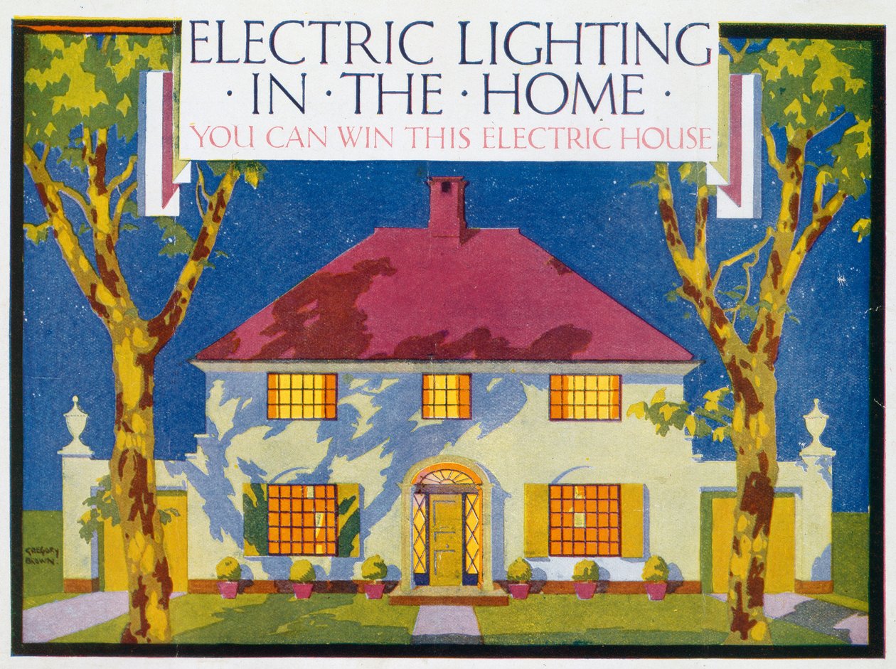 Oświetlenie elektryczne w domu, 1910 autorstwa F. Gregory Brown