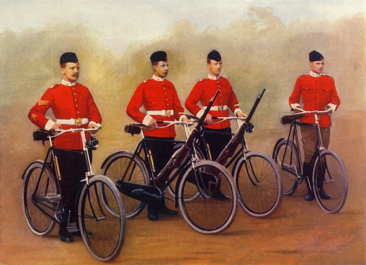 „Rowerzyści – Fizylierzy Lancashire”, 1900. autorstwa Gregory and Co