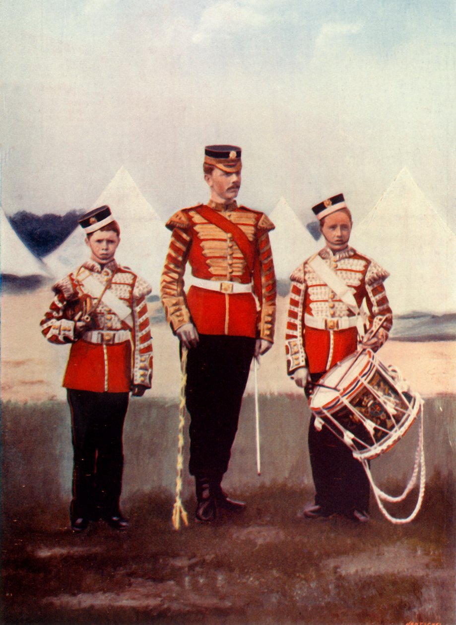„Drum-Major i perkusiści, strażnicy Coldstream”, 1900. autorstwa Gregory and Co
