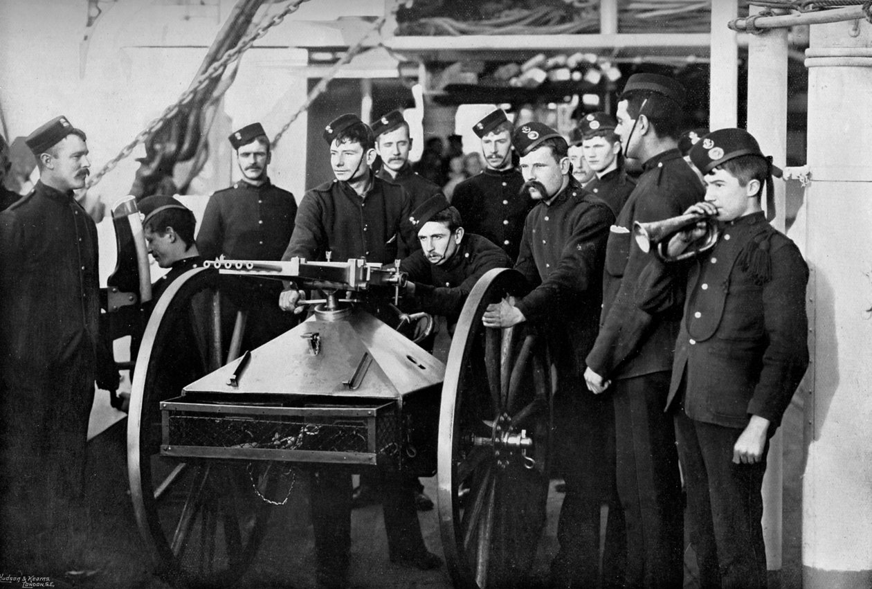 Ćwiczenie odpychania granic, Sheerness Gunnery School, Kent, 1896 autorstwa Gregory and Co