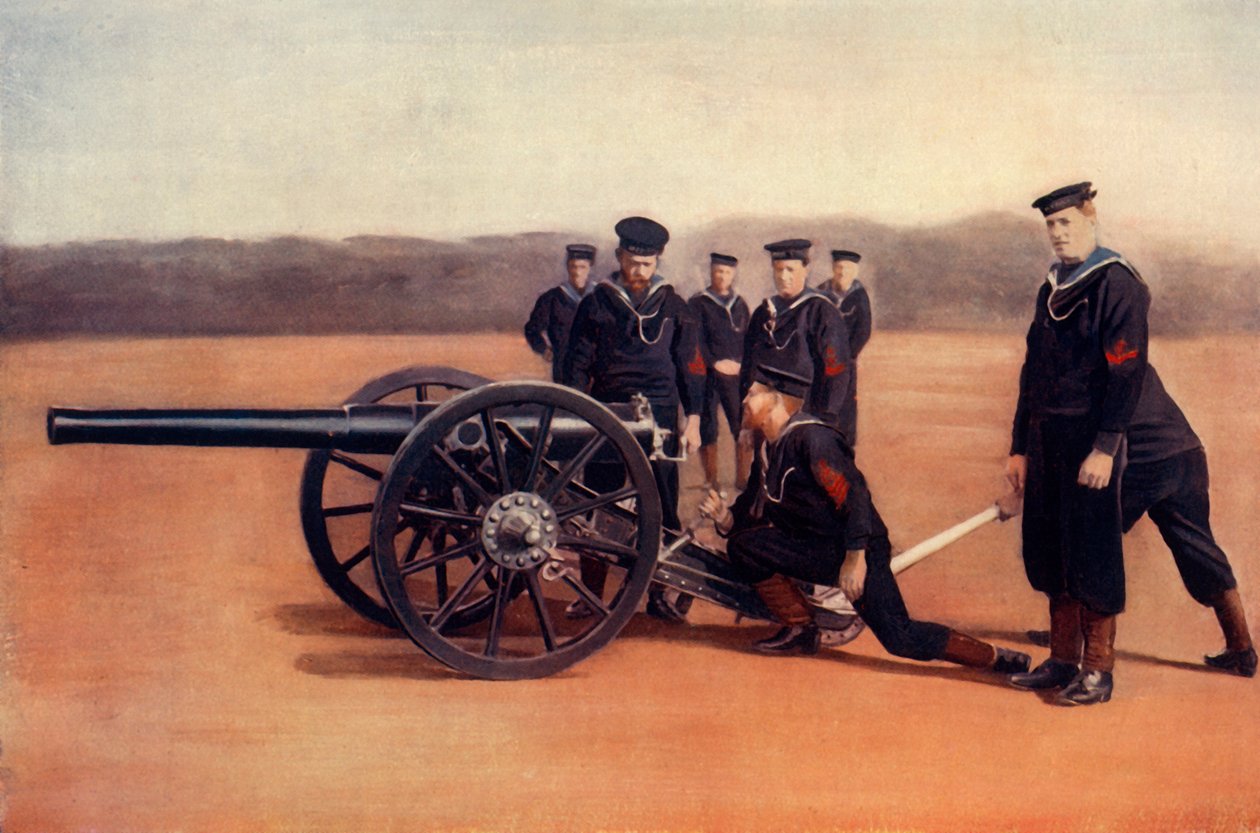 „Obserwowanie morskiego działa polowego”, 1900. autorstwa Gregory and Co