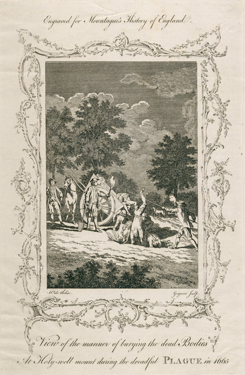 Zakopywanie ofiar dżumy, Holywell Mount, Shoreditch, Londyn, 1665, koniec XVIII wieku autorstwa Grignion