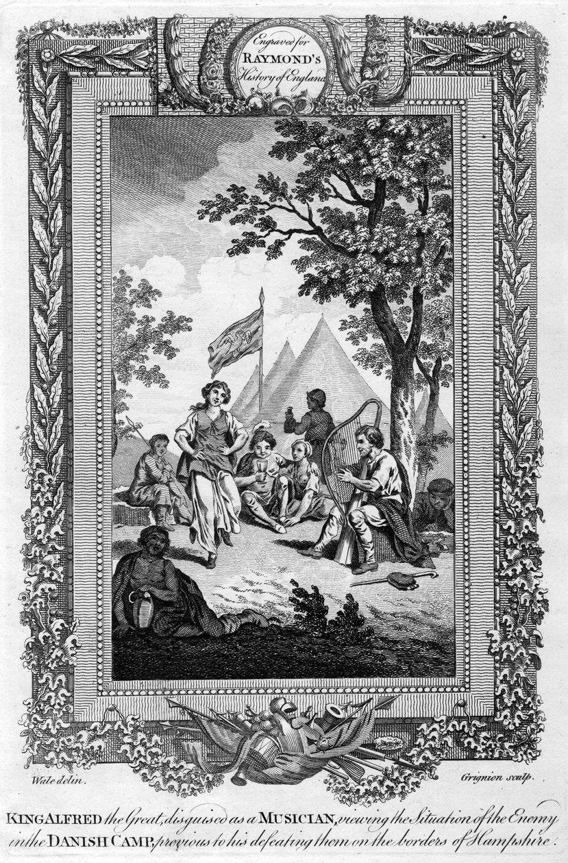 „Król Alfred Wielki w przebraniu muzyka...”, XIX w. autorstwa Grignion
