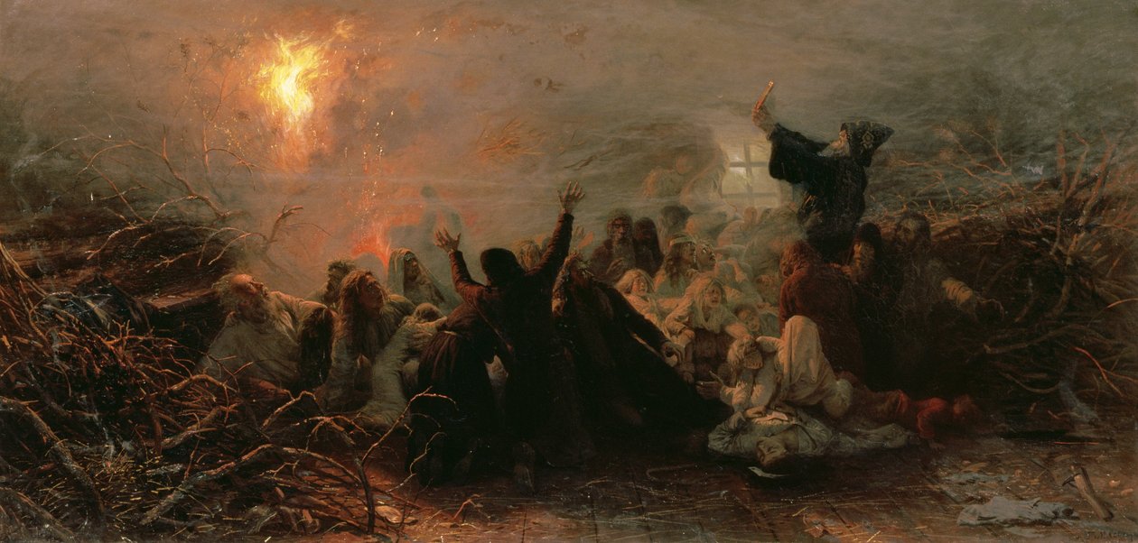 Samospalenie, 1884 autorstwa Grigori Grigorievich Mjasoedov