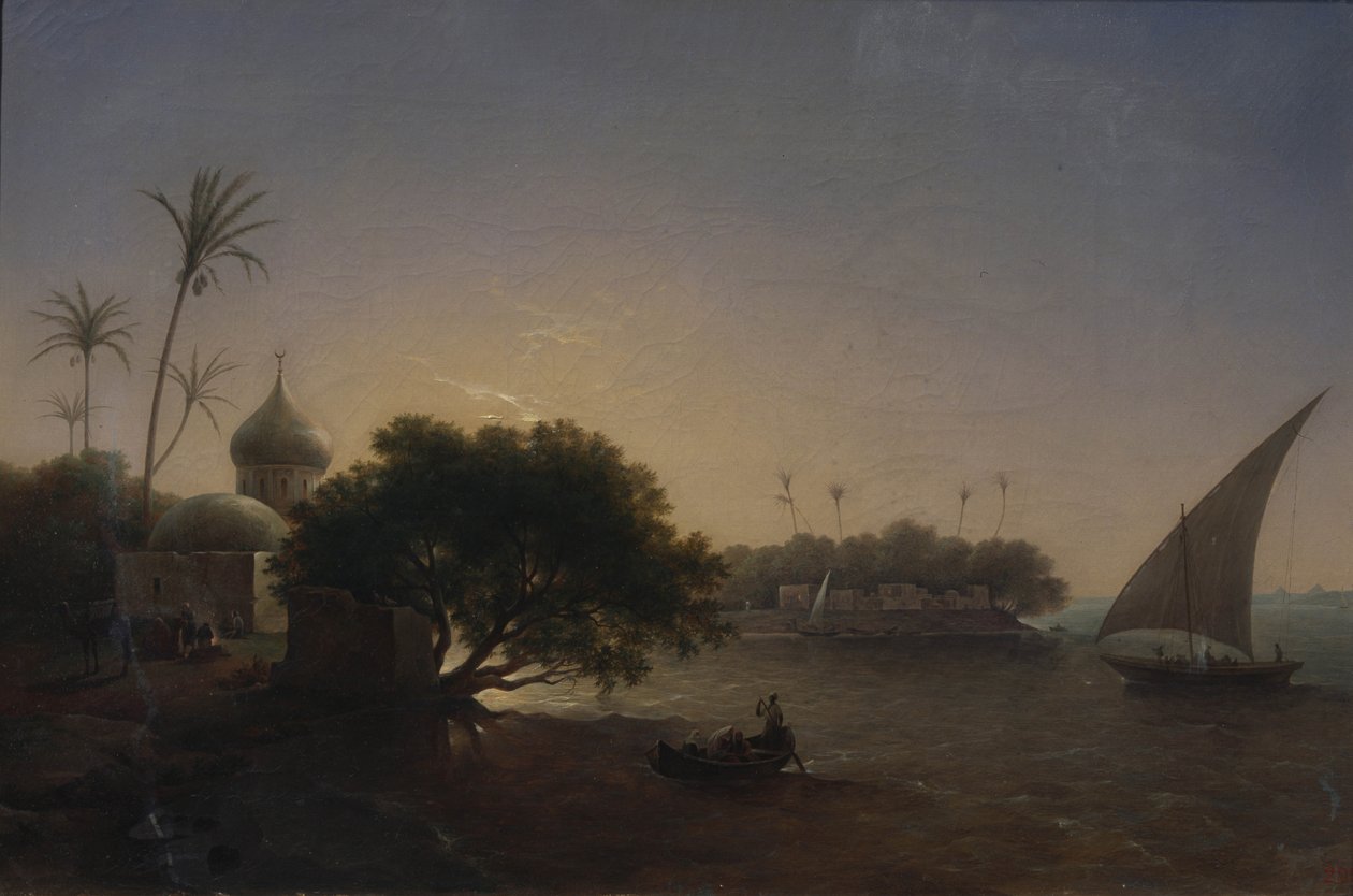 Widok na Nil w Egipcie, 1851 autorstwa Grigori Grigorevich Chernetsov