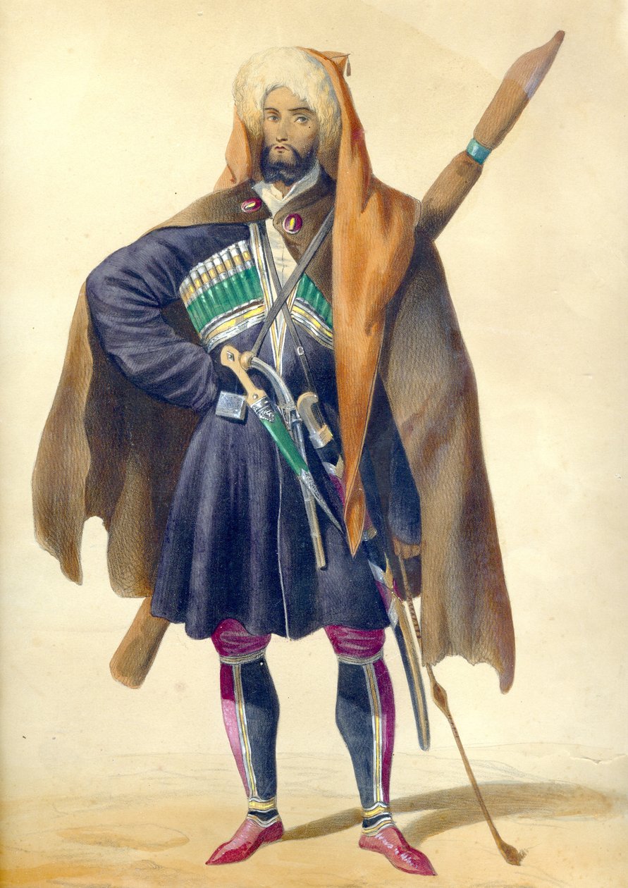 Czerkies z: sceny, pejzaże, zwyczaje i stroje Kaukazu, 1840 autorstwa Grigori Grigorevich Gagarin