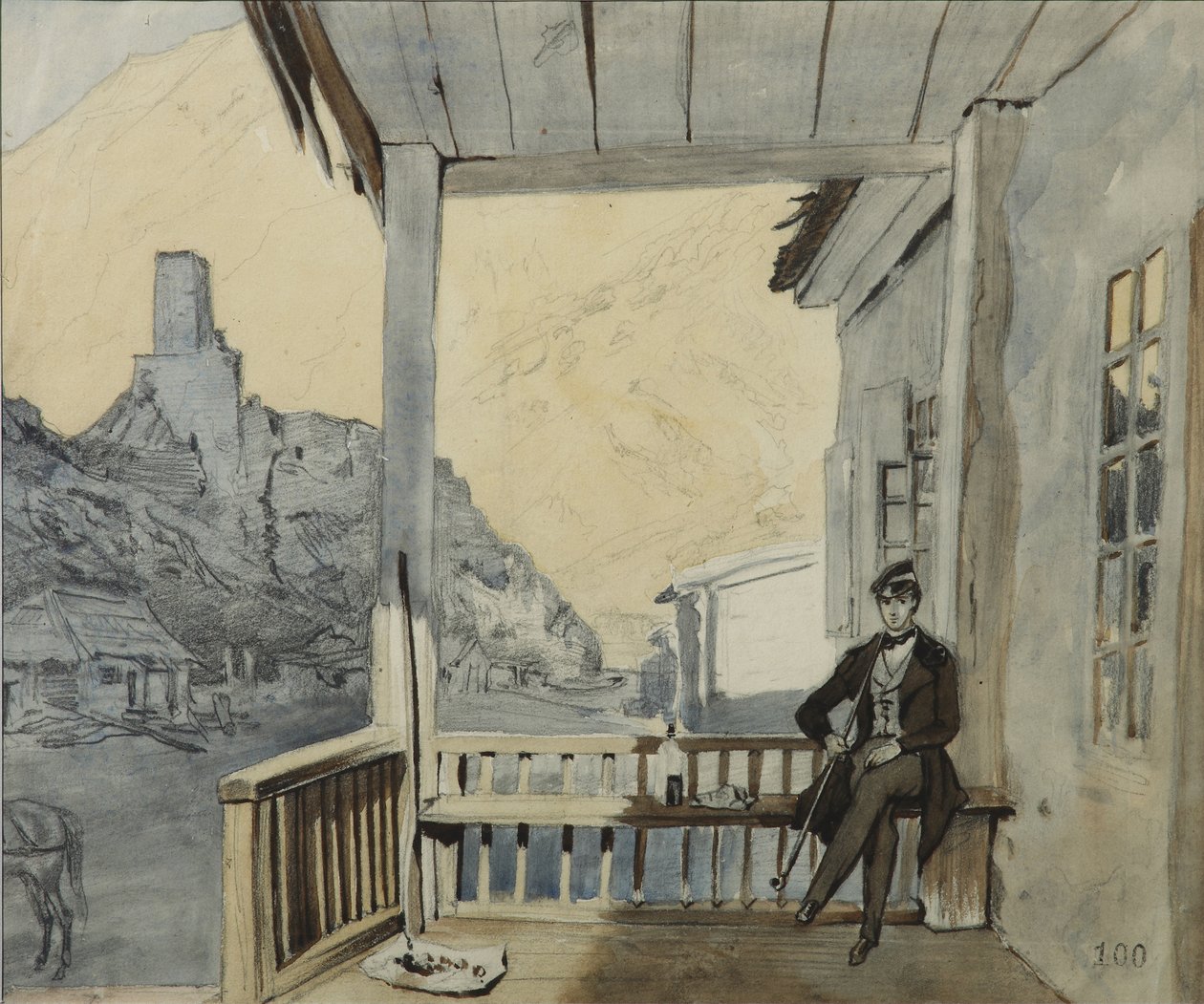 Hrabia Siergiej Wasiljewicz Dolgorukow 1820-1853 na stacji Lars, 1840 autorstwa Grigori Grigorevich Gagarin