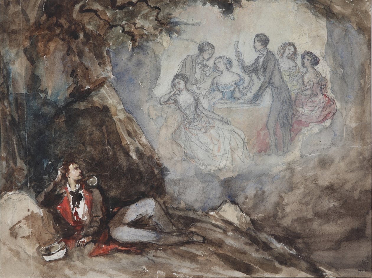 Ilustracja do wiersza Sen M. Lermontowa, połowa XIX wieku autorstwa Grigori Grigorevich Gagarin