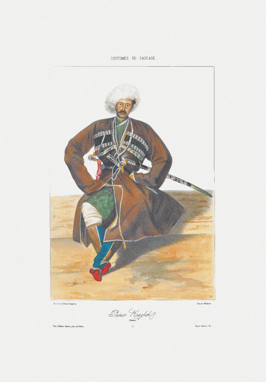 Książę Kazbek Osetii Od: Sceny, Krajobrazy, Zwyczaje i Stroje Kaukazu, 1840 autorstwa Grigori Grigorevich Gagarin