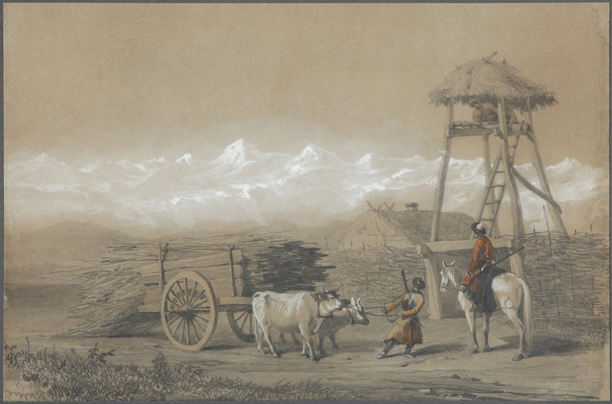 Kozacki fort na Kaukazie, 1846 r. autorstwa Grigori Grigorevich Gagarin