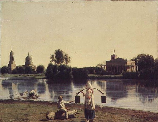Widok na jezioro Moldino na „Wyspie” autorstwa Grigori Vasilievich Soroka