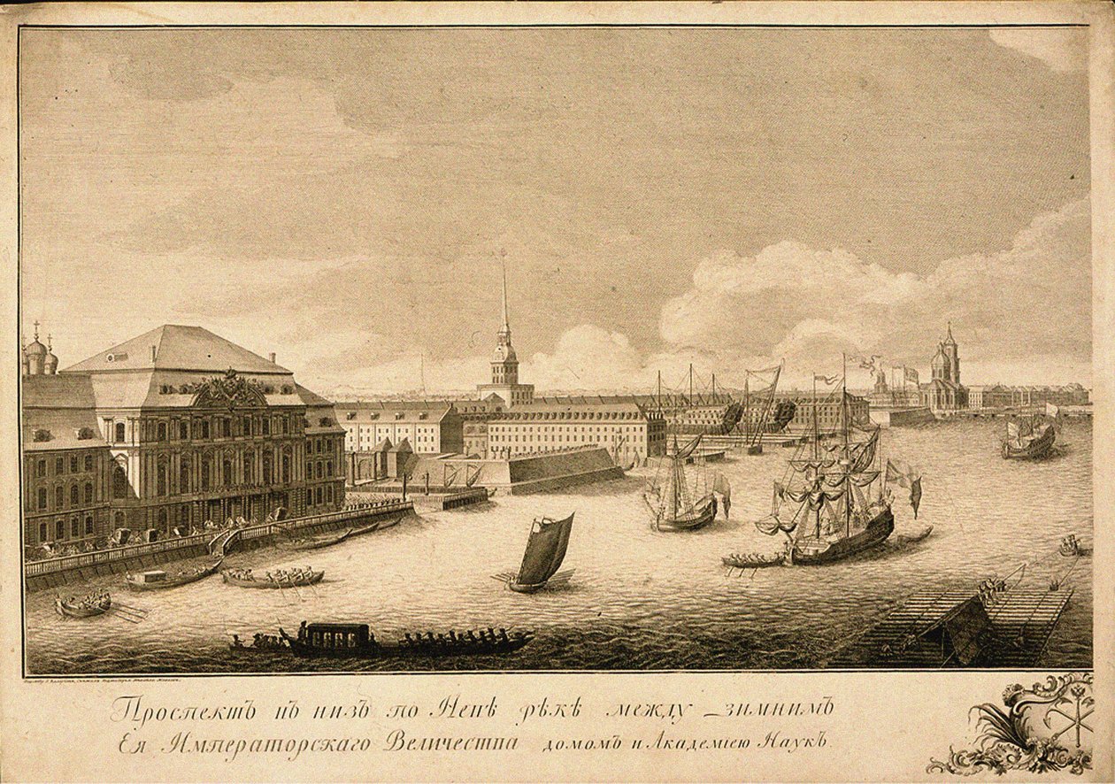 Widok Pałacu Zimowego od strony Newy, 1753 autorstwa Grigory Anikeevich Kachalov