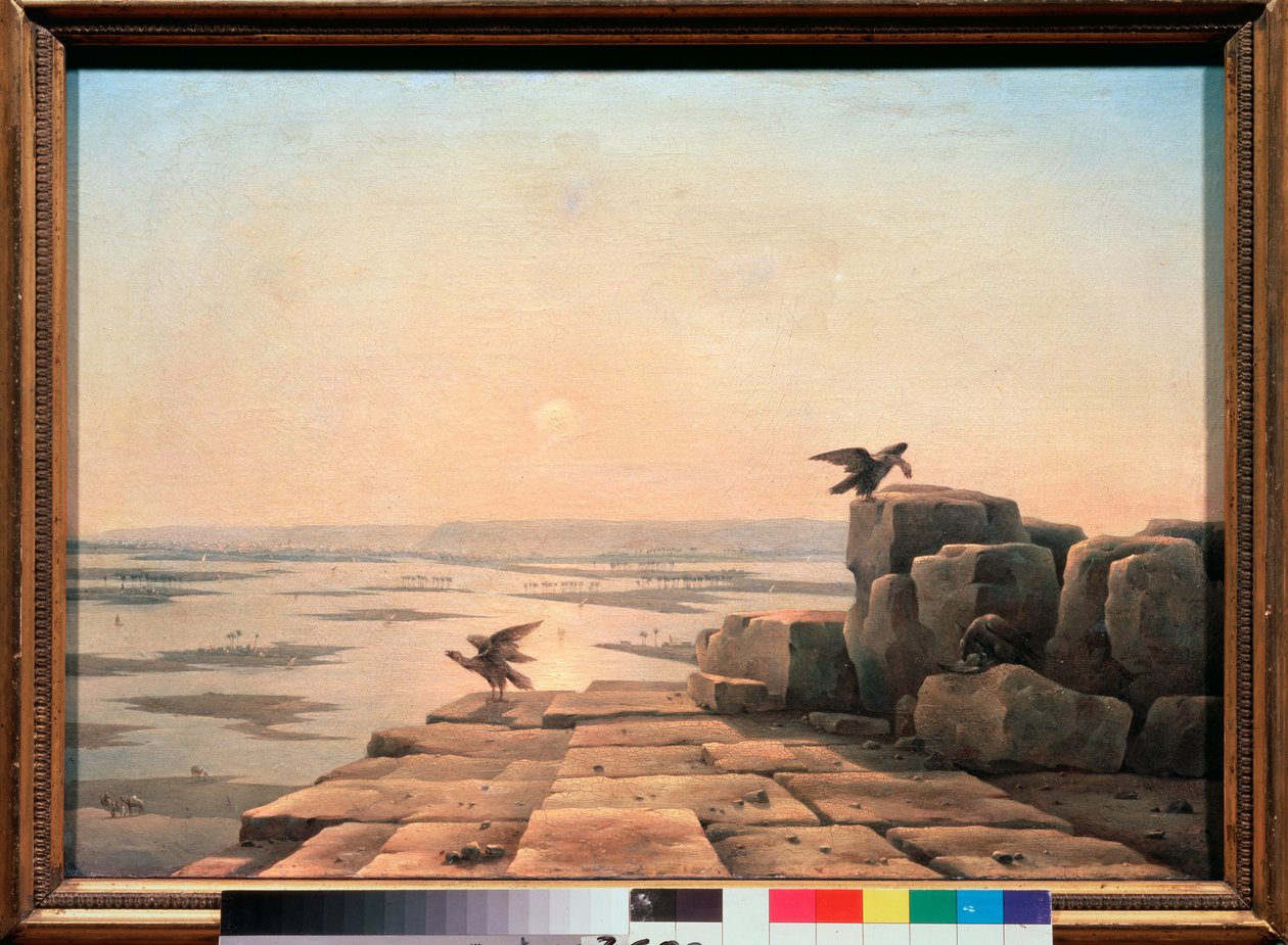 Powodzie Nilu (Egipt) - Wypełnienie Nilu - Obraz Grigori Grigorievich Tchernetsov (Czernetsov) (1802-1865), olej na płótnie autorstwa Grigory Tchernezov