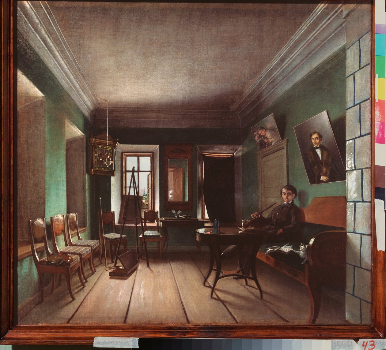 Wnętrze domu Bykowa - Obraz Grigorija Wasiljewicza Jurowa (?-po 1896), olej na płótnie, ok. 1850, sztuka rosyjska autorstwa Grigory Vasilievich Yurov