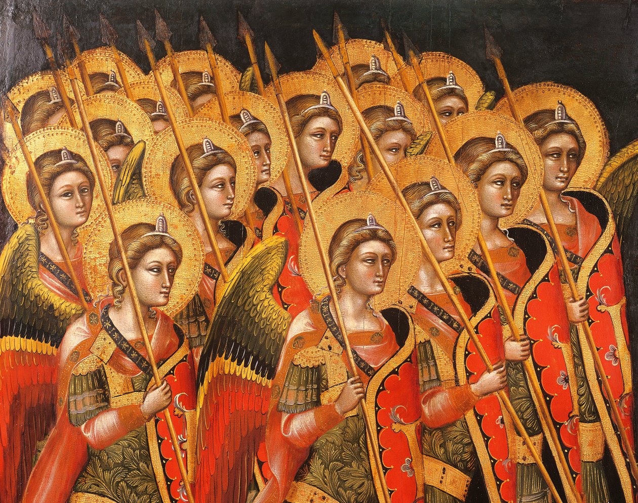 Uzbrojona banda aniołów, autorstwa Guariento (czynny 1338-zm. 1367 lub 1370), detal autorstwa Guariento di Arpo